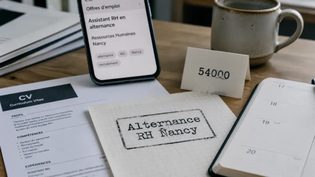 Alternance RH Nancy : CV sur bureau, carte 54000 et offres