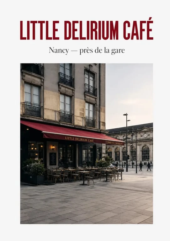 Little Delirium Café Nancy vu de l'extérieur avec sa terrasse près de la gare