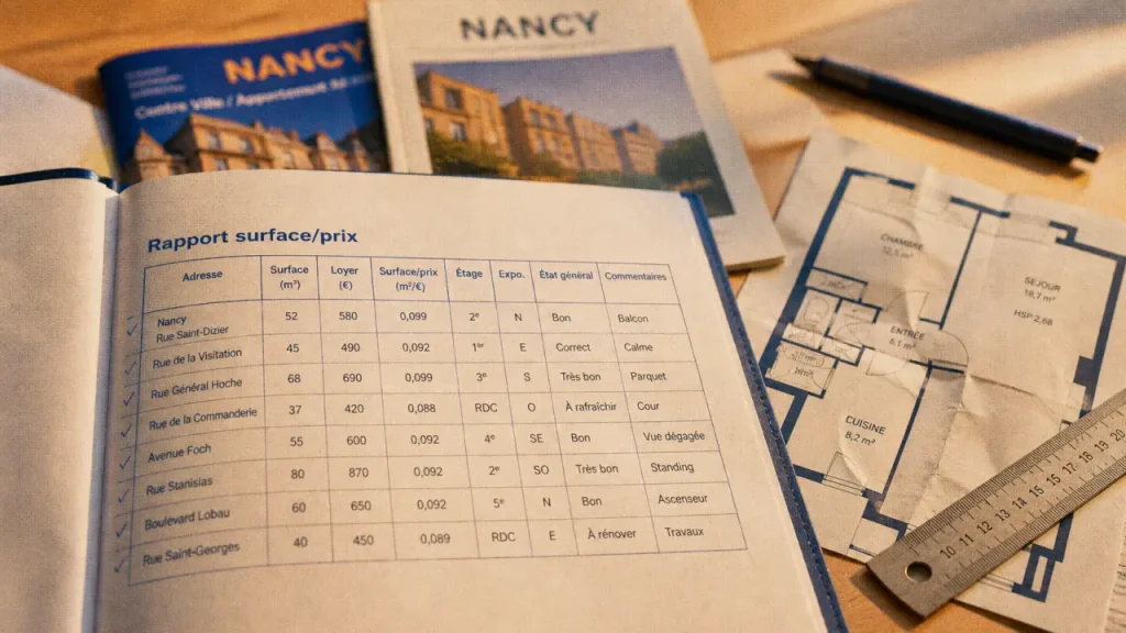 location appartement sur nancy : dossier rapport 14 € par m²