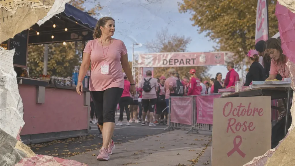 Octobre rose Nancy : marche rose près de la buvette et inscription 5 km
