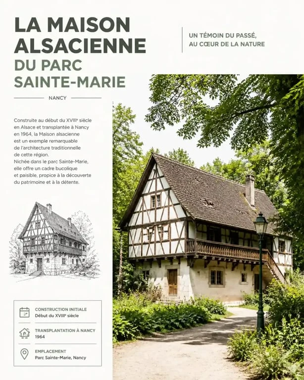 Maison alsacienne, patrimoine historique du parc Sainte-Marie de Nancy