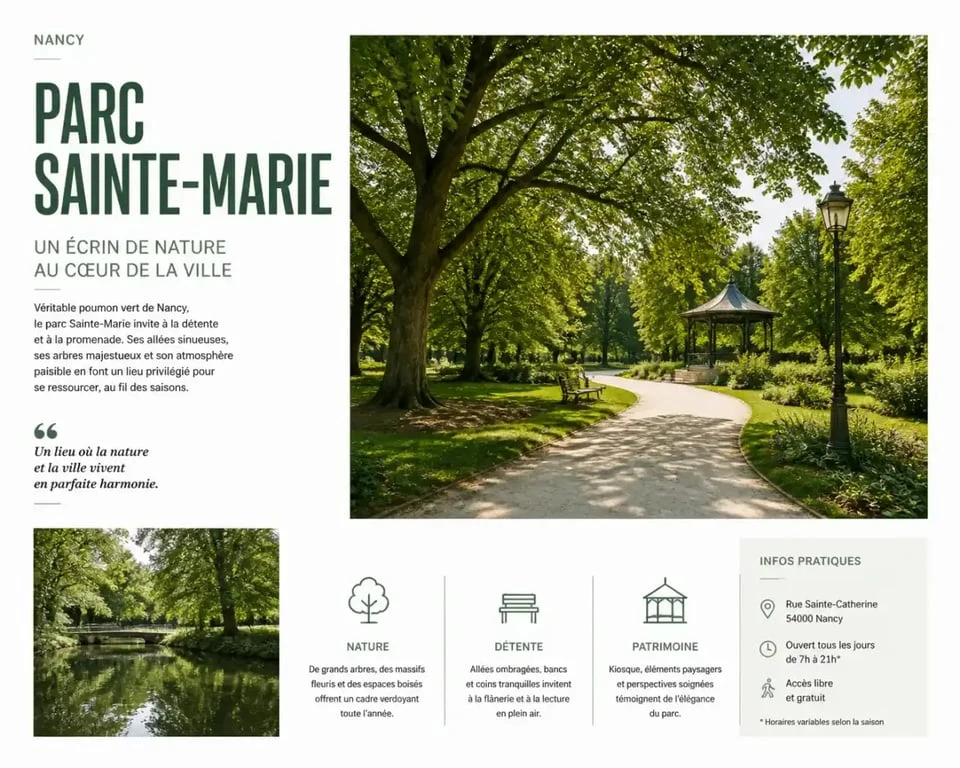 Parc Sainte-Marie de Nancy : allées sinueuses et arbres remarquables