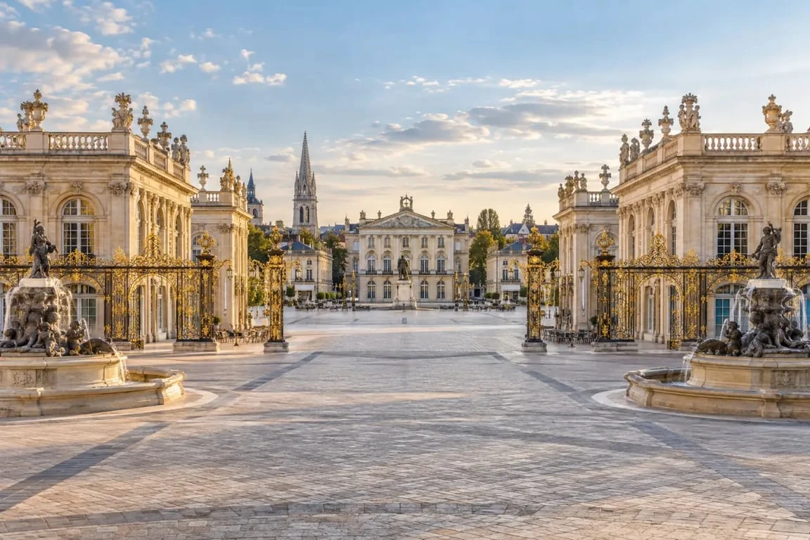 Visite patrimoine Nancy : vue de la place Stanislas et de ses grilles dorées