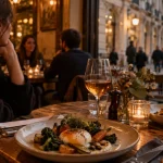 Restaurant gros nancy : assiette de saison et vin naturel sur table