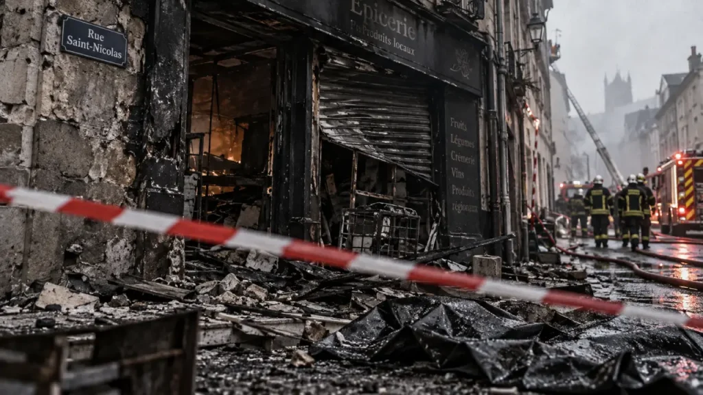 Nancy : un commerce détruit par un incendie rue Saint-Nicolas
