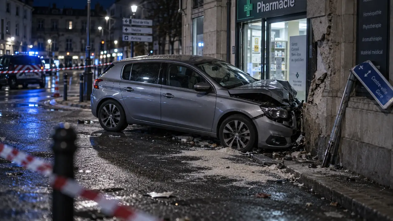 Nancy : une voiture percute la façade de la pharmacie Stanislas