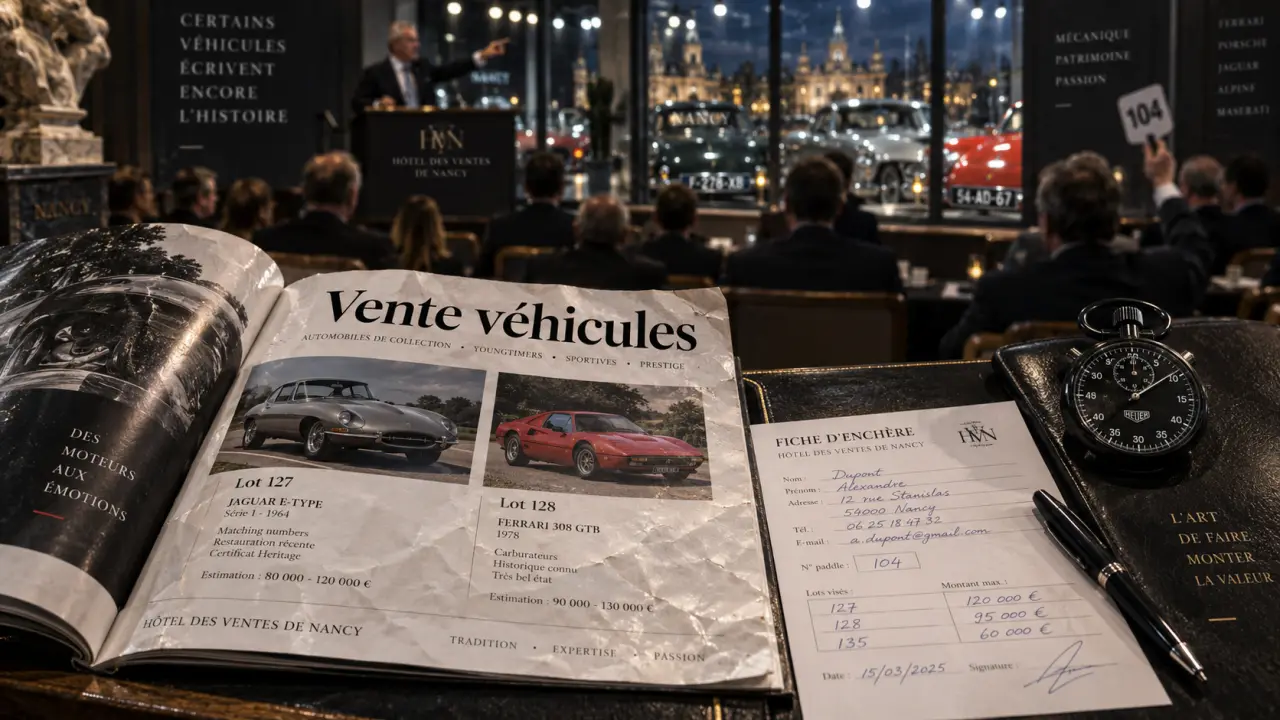 Vente aux enchères à Nancy : véhicules et art, prêts sur gage en salle